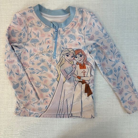 Disney Frozen Elsa Anna Rash Guard 4T - Picture 1 of 6